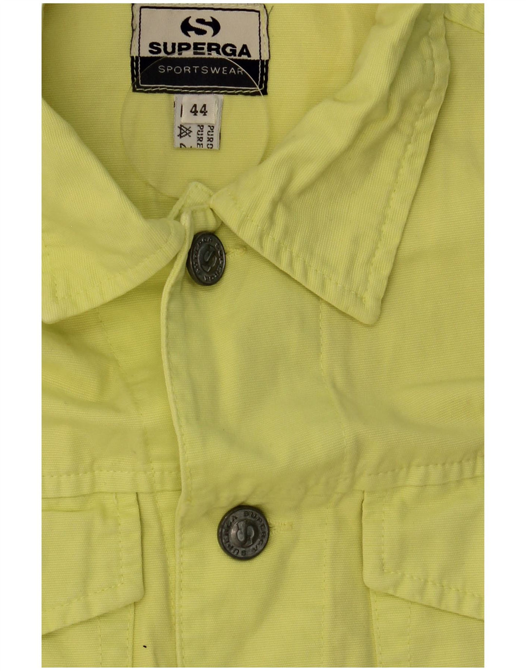 Superga Womens Crop Denim Gilet IT 44 Medium Yellow Cotton
