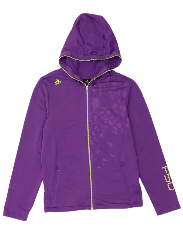 Adidas Womens F50 Graphic Zip Hoodie Sweater UK 10 Small Purple Geometric