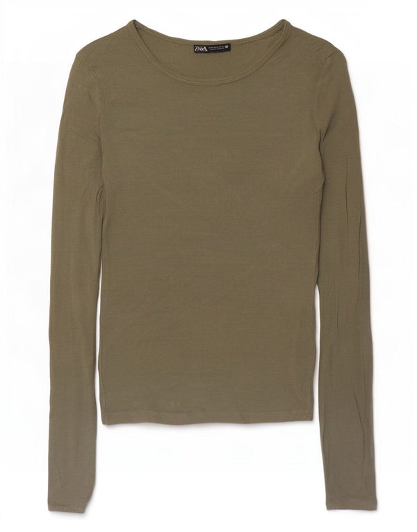 Damski top z długim rękawem Zara UK 12, średni khaki