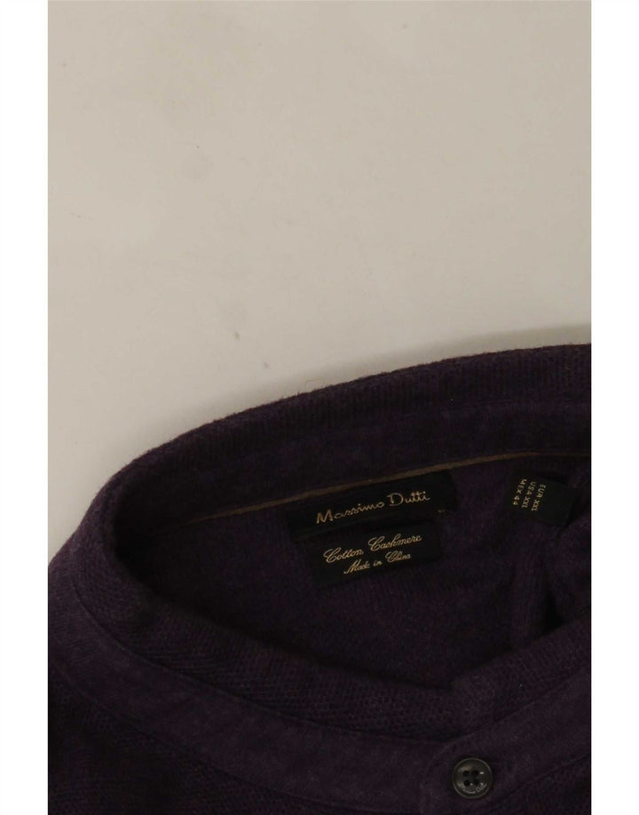 Massimo Dutti Mens Button Neck Jumper Sweater 2XL Purple Cotton