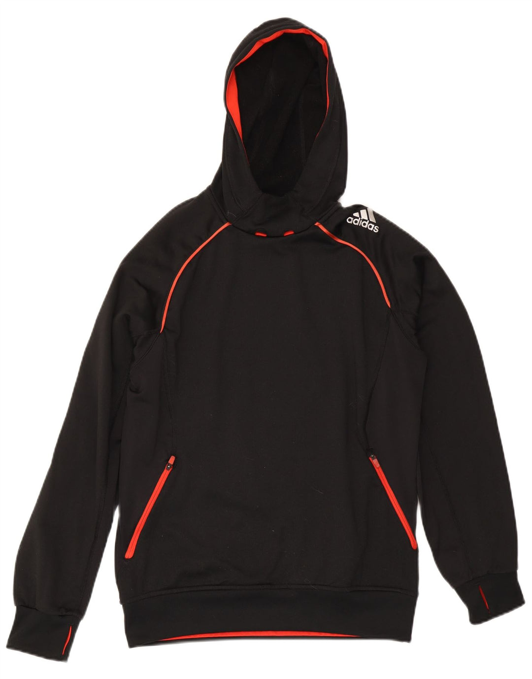 Felpa con cappuccio Adidas Climawarm da uomo piccola in poliestere nero