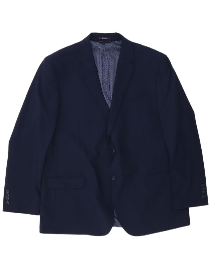 Marks & Spencer Herre lang blazerjakke med 2 knapper UK 48 4XL marineblå uld