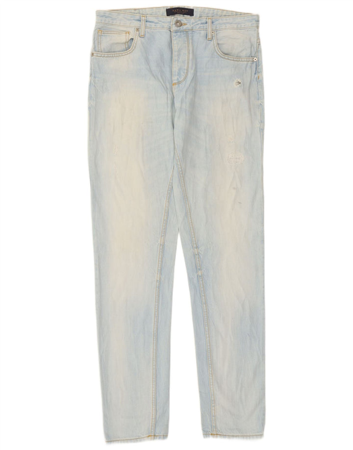 Zara Mens Straight Jeans EU 40 Medium W31 L33 Blue Cotton
