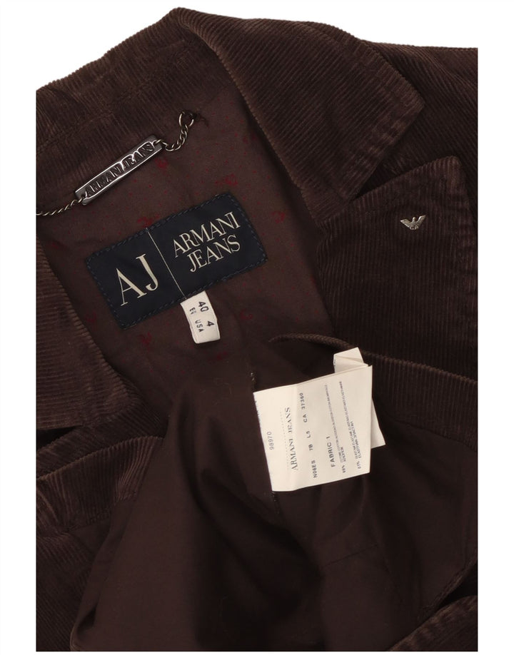 Armani Jeans Womens 3 Button Corduroy Blazer Jacket EU 40 Medium Brown