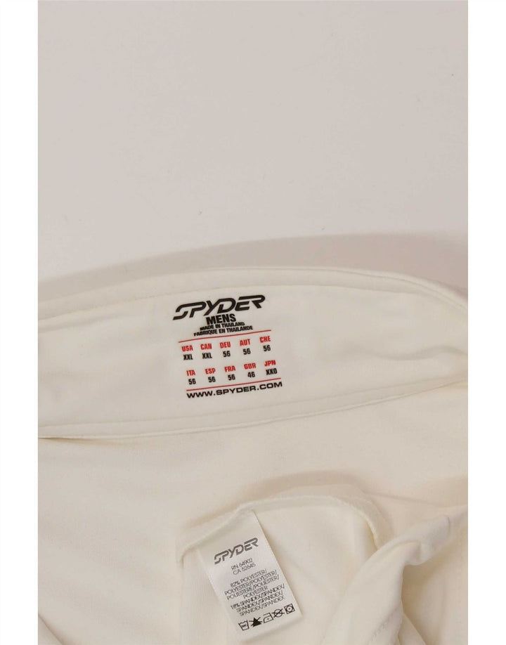 Spyder Top da uomo con grafica pullover con zip e collo in tuta 2XL poliestere bianco