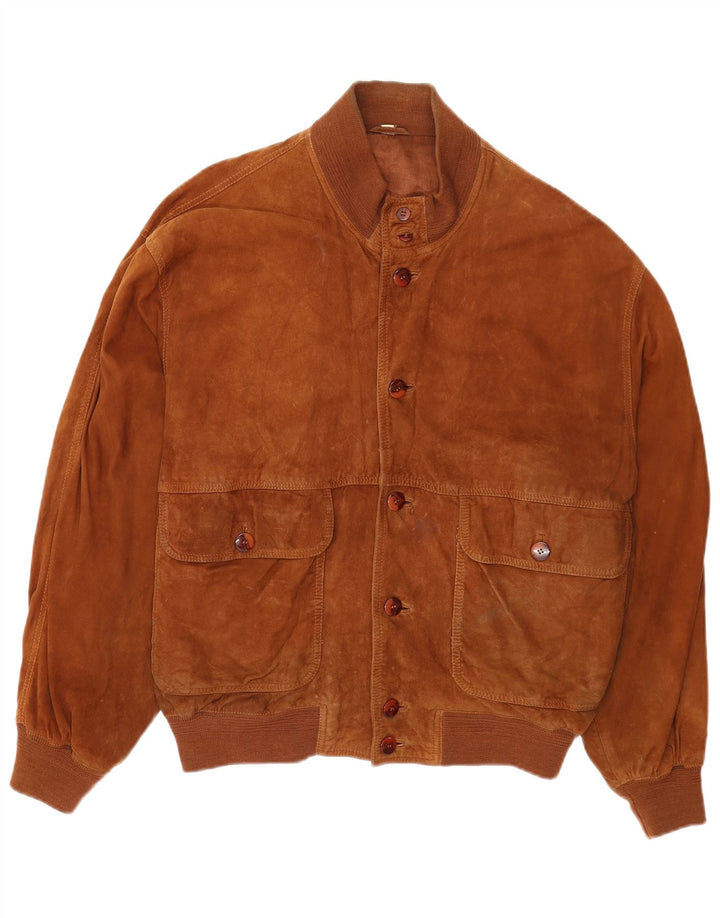 Vintage męska zamszowa kurtka bomber EU 50 duża brązowa skóra