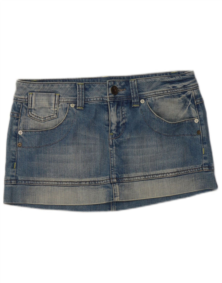 Benetton Womens Mini Denim Skirt IT 42 Medium W32 Blue Cotton