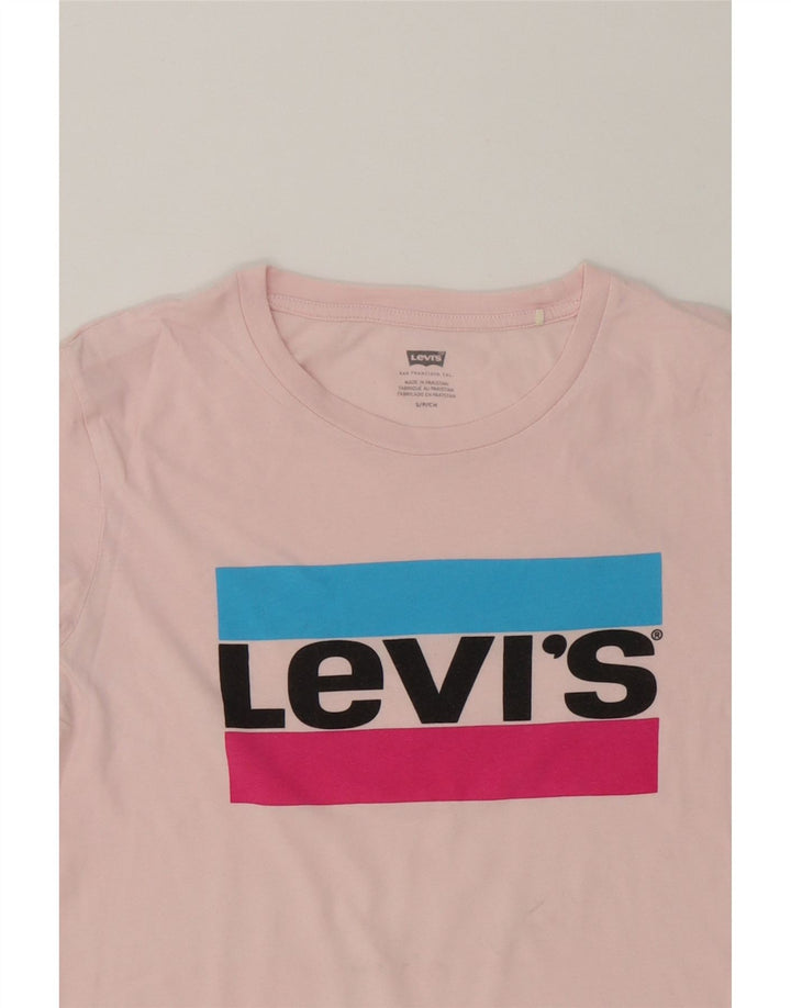LEVI'S Womens Graphic T-Shirt Top UK 10 Small Pink Vintage Levi's and Second-Hand Levi's from Messina Hembry 