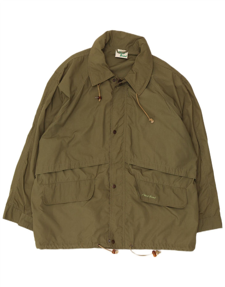 Vintage Mens Windbreaker Jacket IT 54 2XL Khaki Polyester