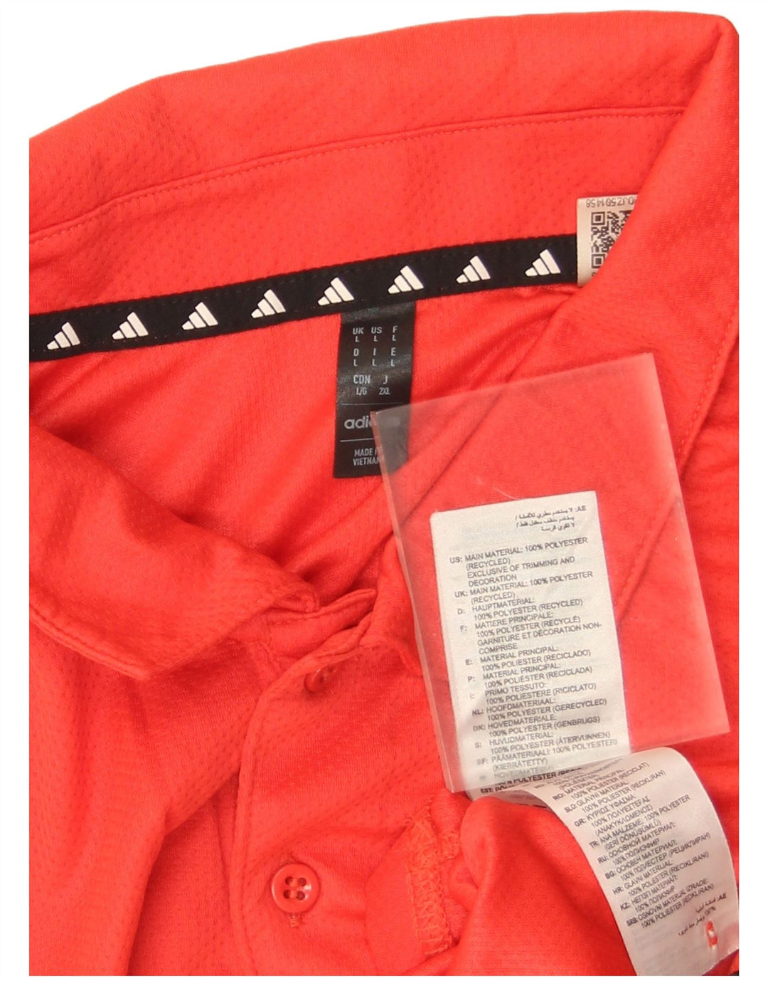 Adidas Mens Polo Shirt Large Red Polyester