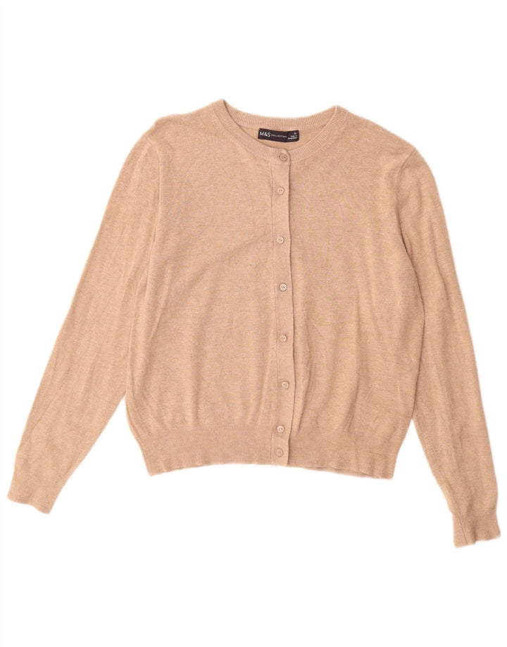 MARKS & SPENCER Damski sweter kardigan UK 12 Średni beż wiskoza
