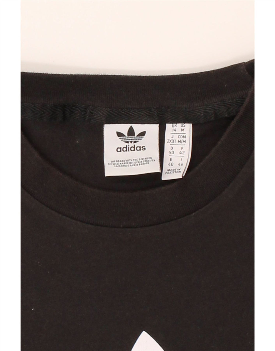 ADIDAS Womens Graphic T-Shirt Top UK 14 Medium Black Vintage Adidas and Second-Hand Adidas from Messina Hembry 