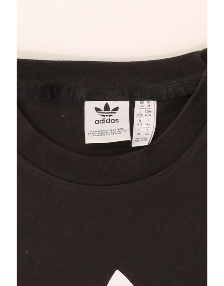 ADIDAS Womens Graphic T-Shirt Top UK 14 Medium Black Vintage Adidas and Second-Hand Adidas from Messina Hembry 