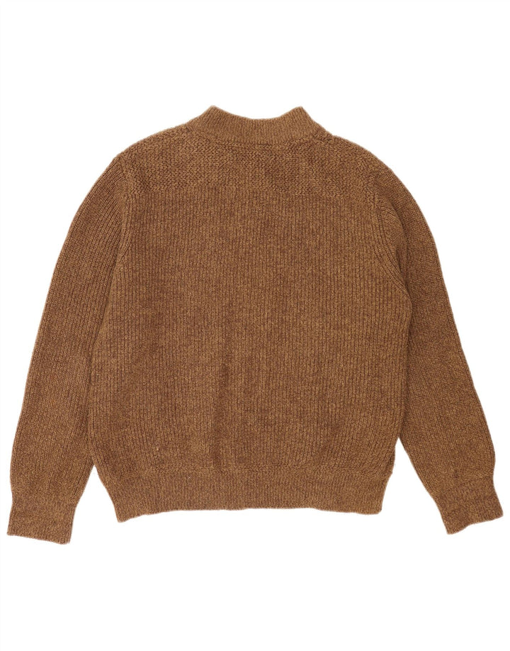 Eddie Bauer Herre Button Neck Jumper Sweater Medium Brown Flecked