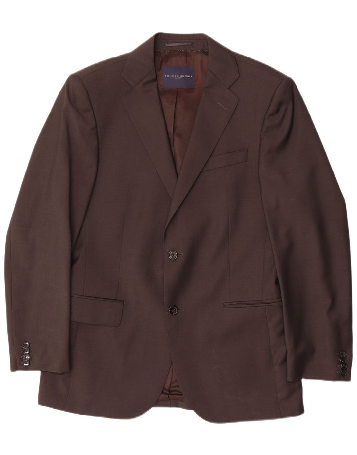 Tommy Hilfiger Mens 2 Button Blazer Jacket IT 48 Medium Brown Wool