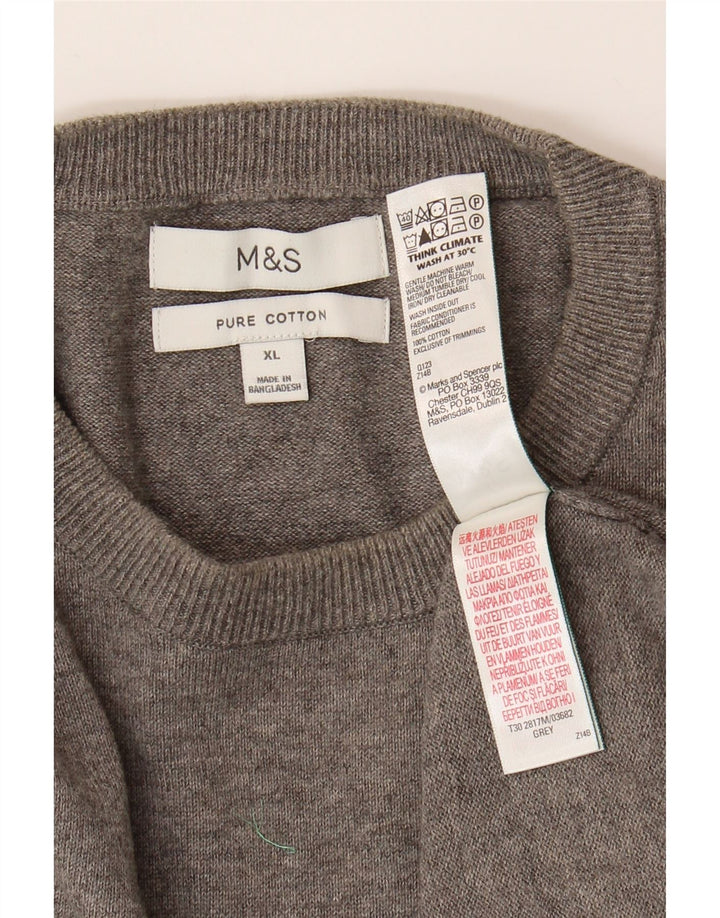 Marks & Spencer Mens Crew Neck Jumper Sweater XL Grey Cotton