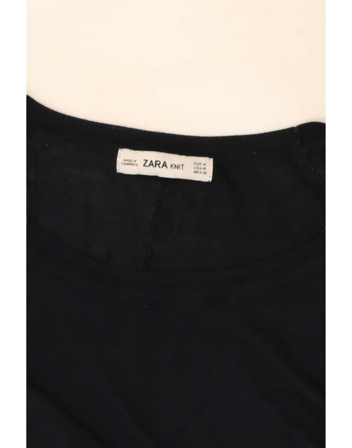 Zara Womens Boat Neck Jumper Sweater UK 14 Medium Navy Blue