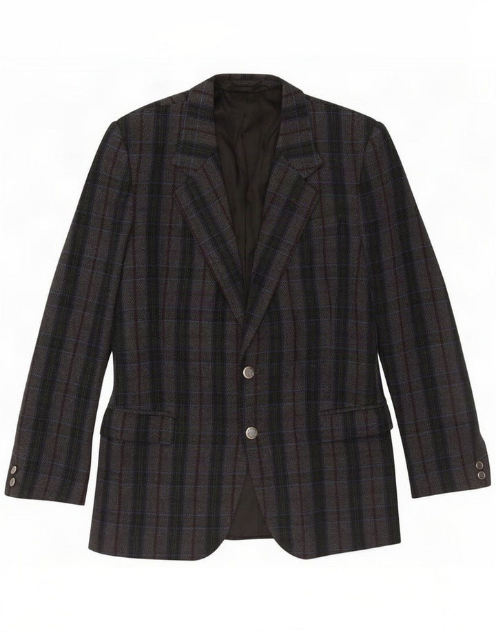 Marzotto Mens 2 Button Blazer Jacket UK 38 Medium Grey Plaid