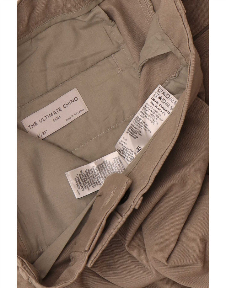 Marks & Spencer Mens Slim Chino Trousers W32 L31 Grey Cotton