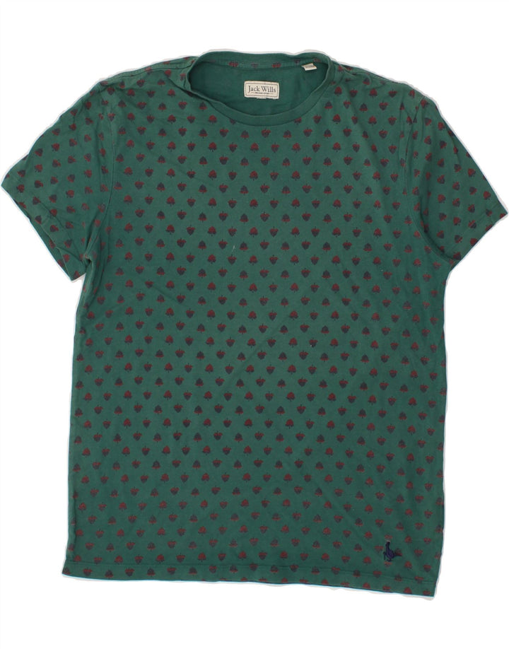 JACK WILLS Mens Abstract Pattern T-Shirt Top XS Green Cotton Vintage Jack Wills and Second-Hand Jack Wills from Messina Hembry 