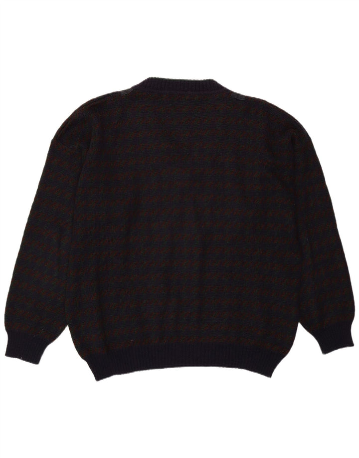 Vintage Mens V-Neck Jumper Sweater XL Purple Check