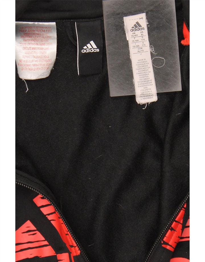 Adidas Girls Graphic Tracksuit Top Jacket 15-16 Years Black Polyester