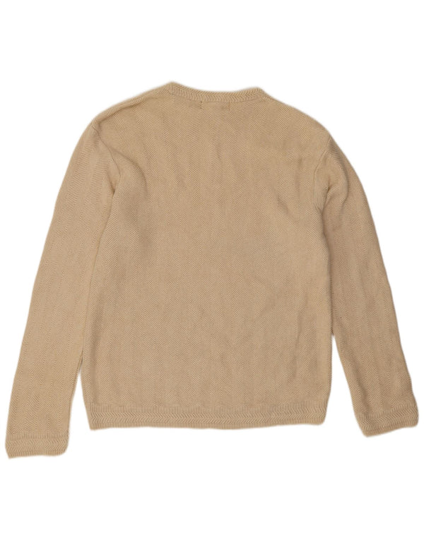 Maglione da uomo girocollo Chaps in cotone Chevron beige medio
