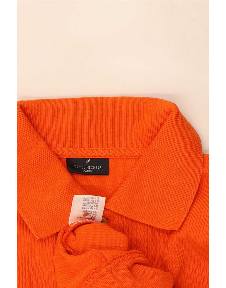 Daniel Hechter Mens Polo Neck Jumper Sweater IT 50 Medium Orange Cotton