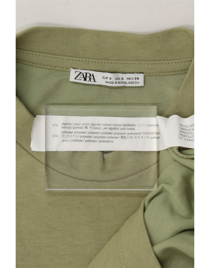 ZARA Mens T-Shirt Top Small Khaki Cotton Vintage Zara and Second-Hand Zara from Messina Hembry 