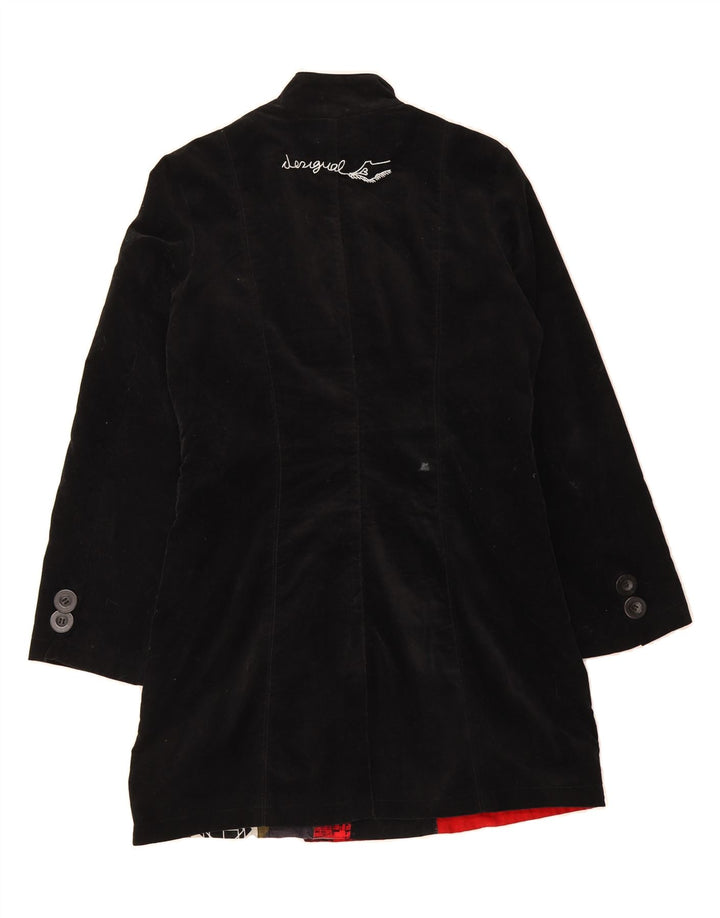 DESIGUAL Womens Abstract Pattern Overcoat EU 42 Large Black Cotton Vintage Desigual and Second-Hand Desigual from Messina Hembry 