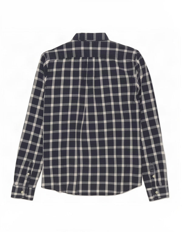 Camicia muscolare da uomo Abercrombie & Fitch grande a quadretti blu navy