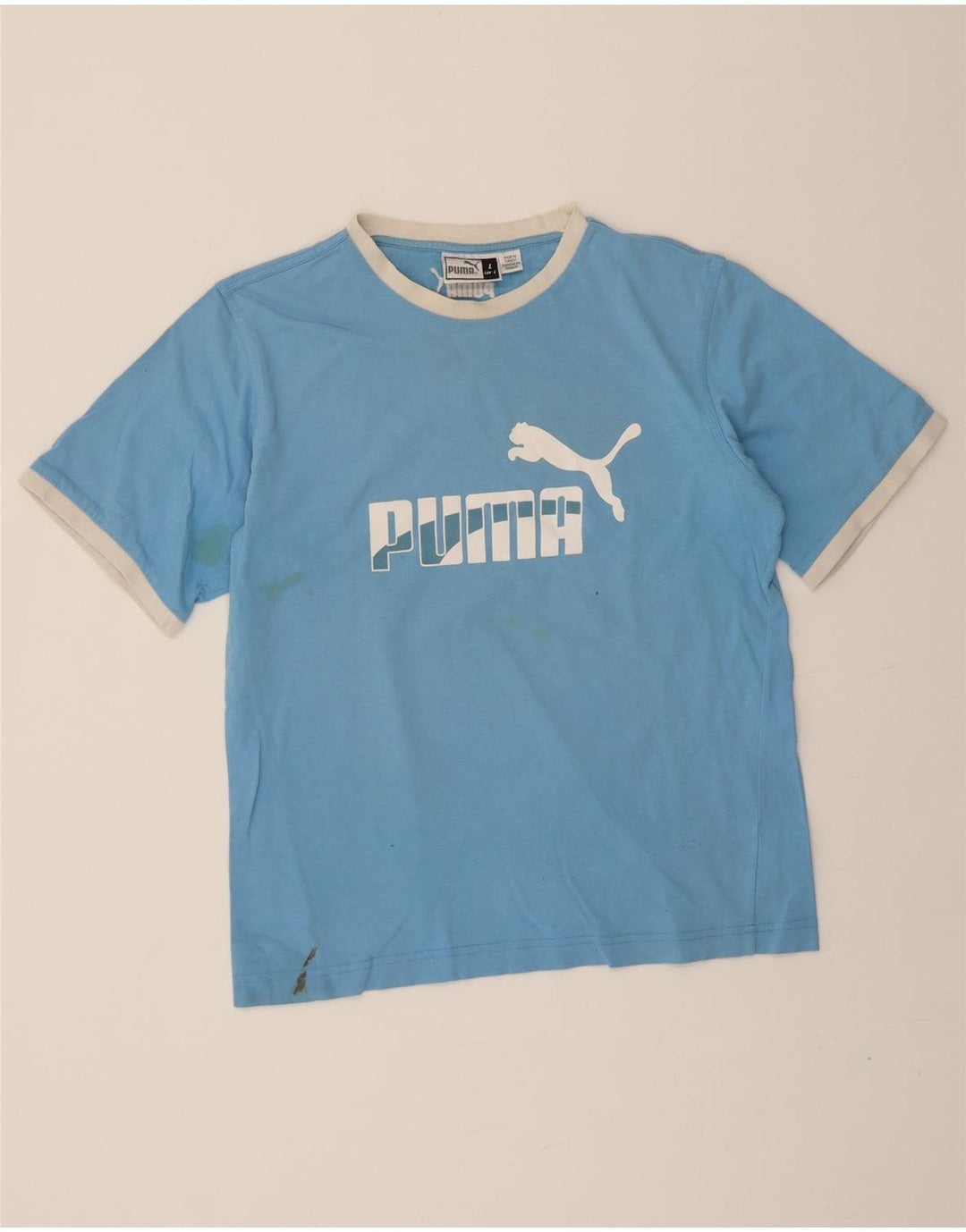 PUMA Mens Graphic T-Shirt Top Large Blue Vintage Puma and Second-Hand Puma from Messina Hembry 