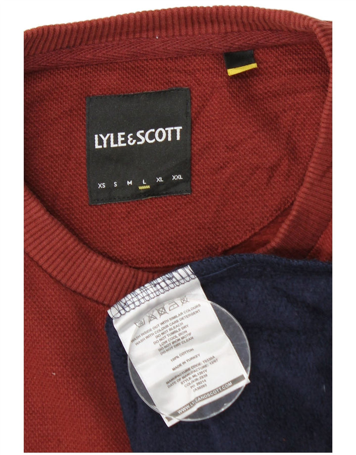 Lyle & Scott Mens Sweatshirt Jumper Large Navy Blue Colourblock Cotton