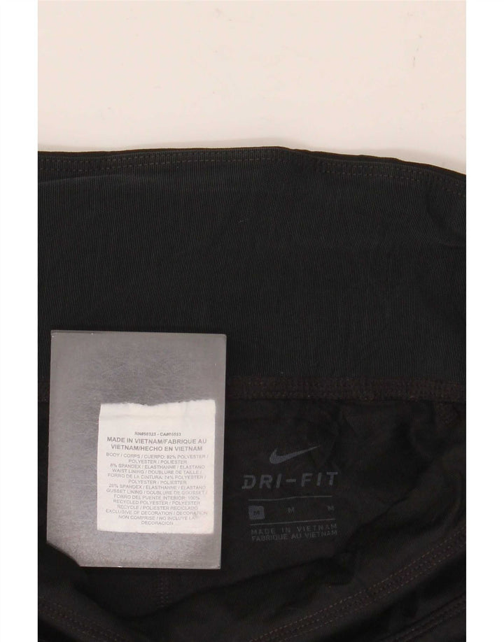 Nike Womens Dri Fit Leggings UK 12 Medium  Black Colourblock Polyester