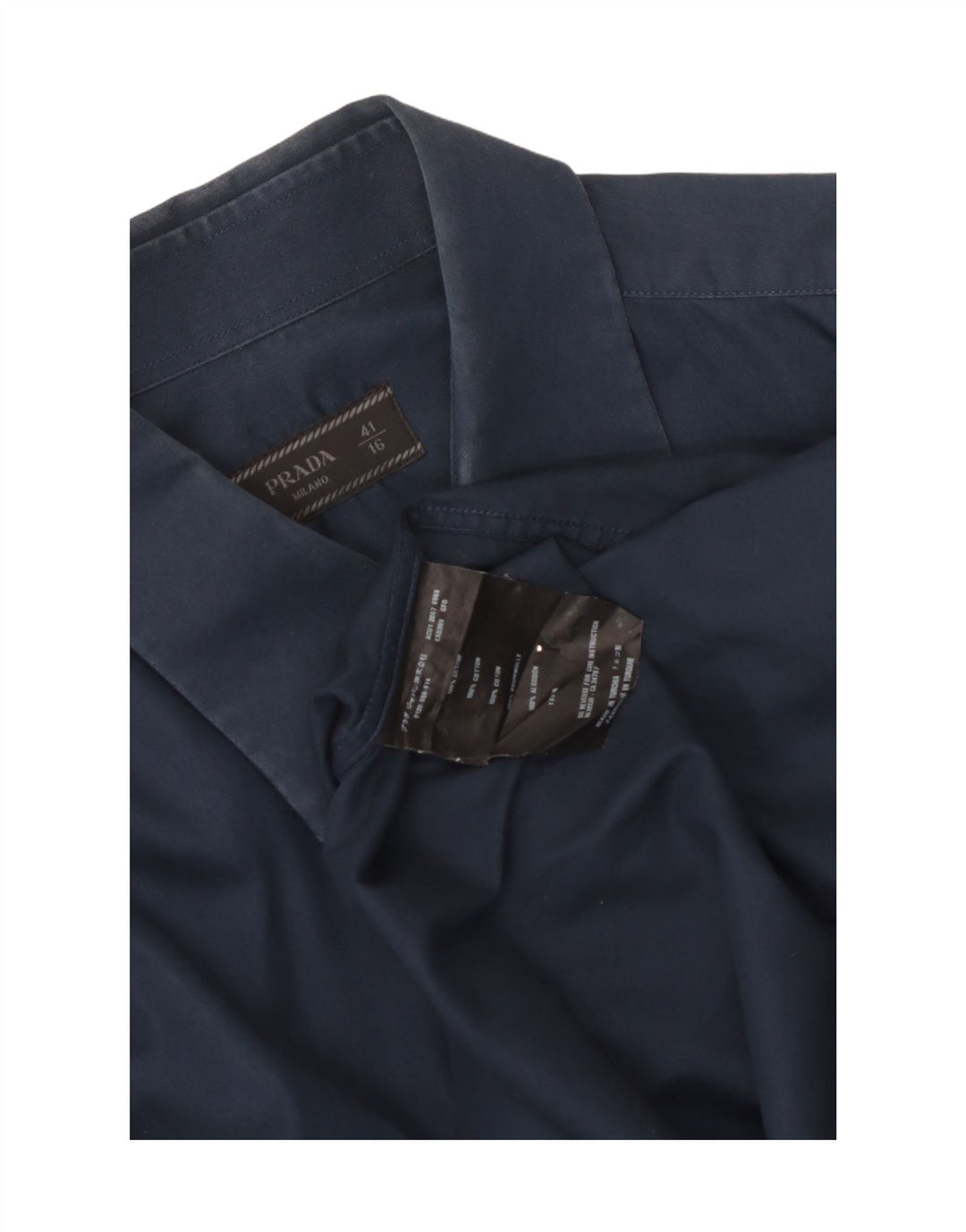 Prada Mens Shirt Size 16 Large Navy Blue Cotton
