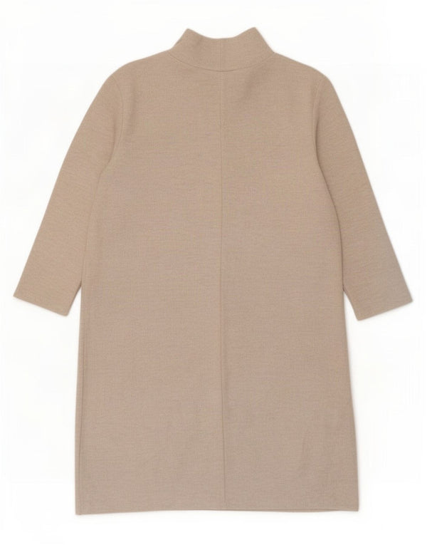Zara Γυναικείο φόρεμα 3/4 με μανίκια UK 12 Medium Beige Polyester