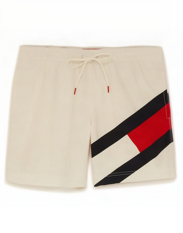 Tommy Hilfiger Mens Slim Fit Swimming Shorts Small White Colourblock