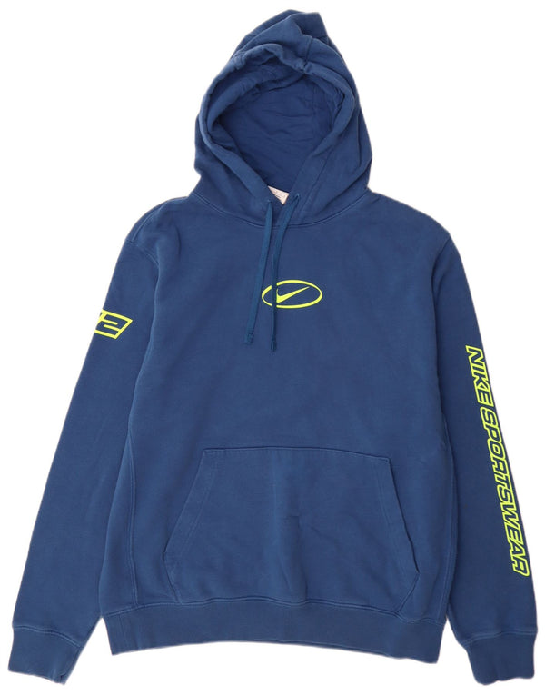 Felpa con cappuccio grafica Nike da uomo, grande, in cotone blu, sportivo
