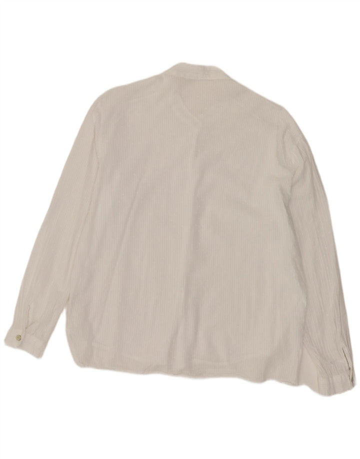 Vintage Womens Shirt UK 14 Medium White Pinstripe Cotton