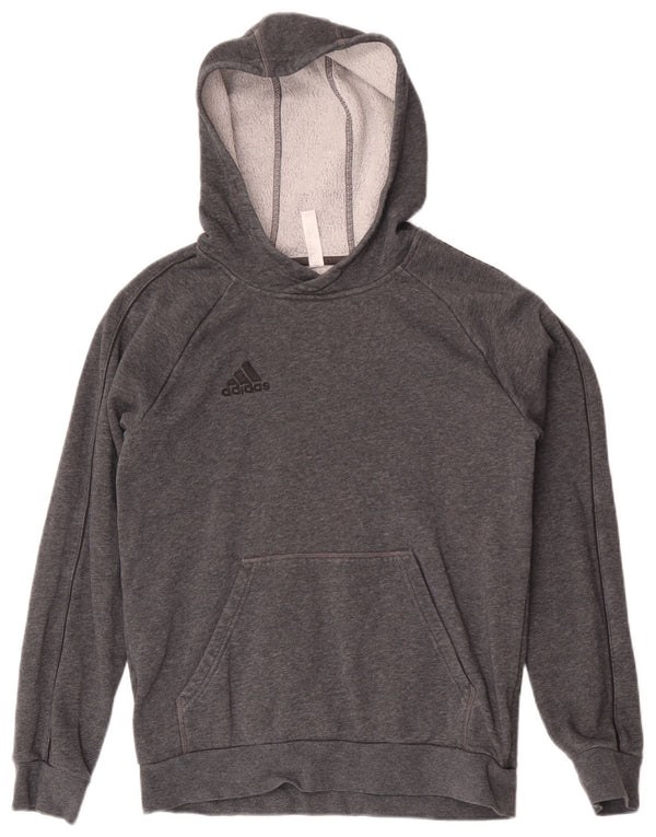 Adidas Boys Hoodie Jumper 13-14 Years Grey Cotton