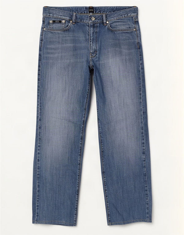 Hugo Boss Mens Straight Jeans W34 L29 Blue Cotton