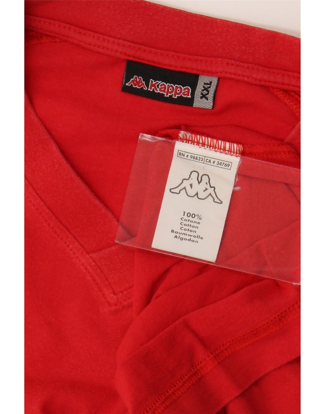 Kappa Mens T-Shirt Top 2XL Red Cotton