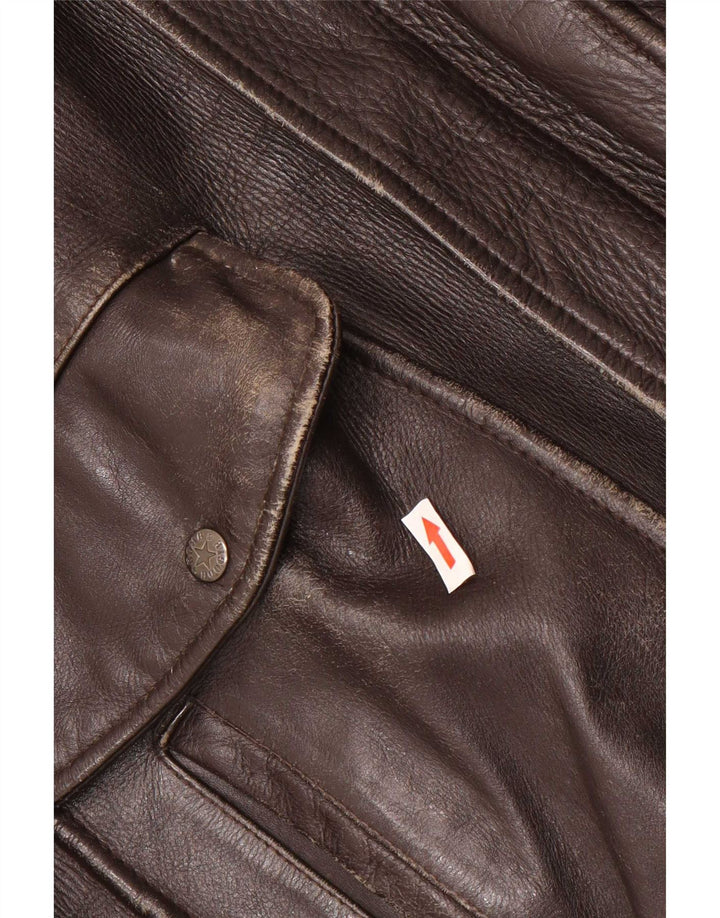 Bomb Boogie Chaqueta de cuero holgada Sky para hombre UK 38 Marrón medio