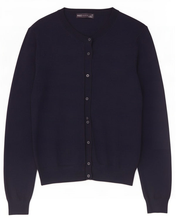 Marks & Spencer Dame Cardigan Sweater UK 14 Medium Navy Blue Viscose