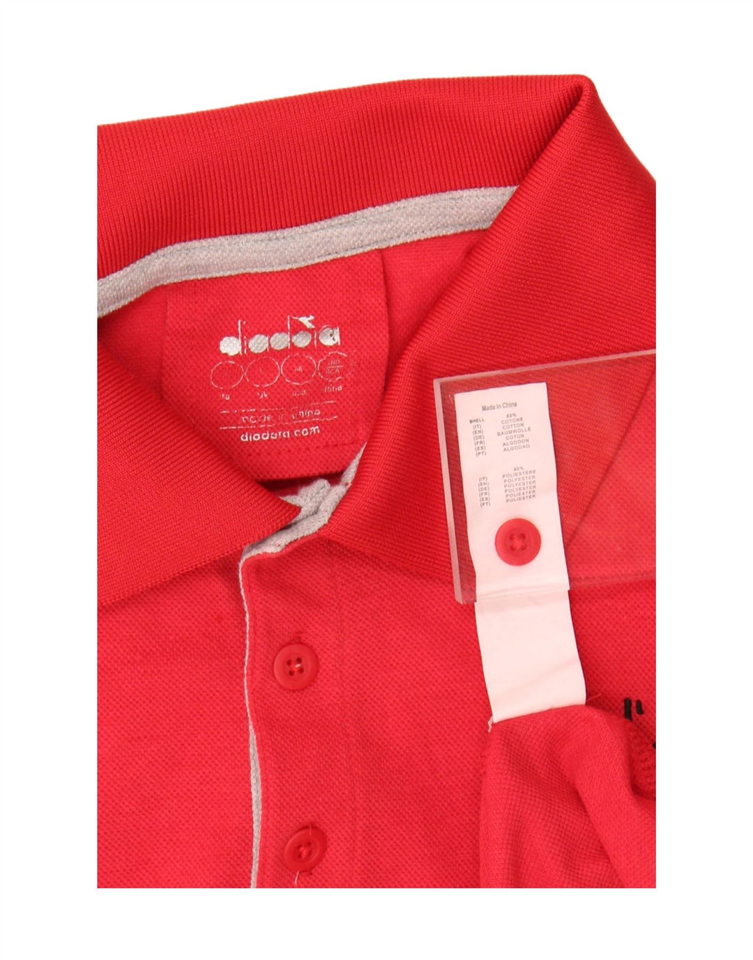 DIADORA Mens Graphic Polo Shirt Medium Red Colourblock Cotton Vintage Diadora and Second-Hand Diadora from Messina Hembry 