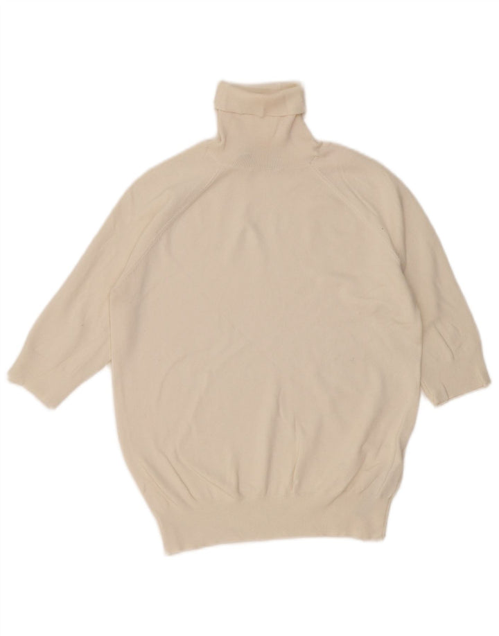 Zara Womens Roll Neck Jumper Sweater UK 12 Medium Off White Viscose