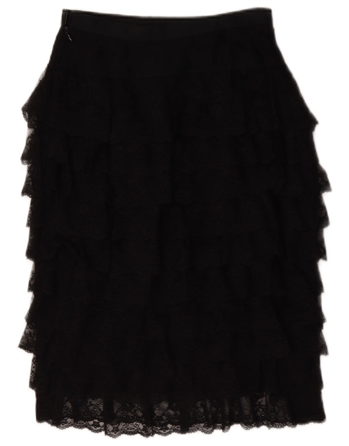 Gonna a strati trasparente da donna vintage W28 nera media