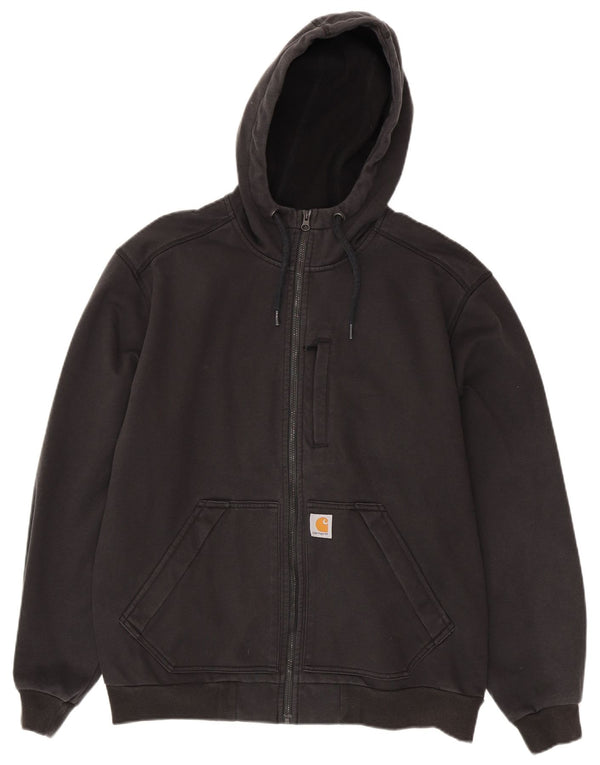 Maglione con cappuccio e zip da uomo dalla vestibilità rilassata Carhartt, grande poliestere nero