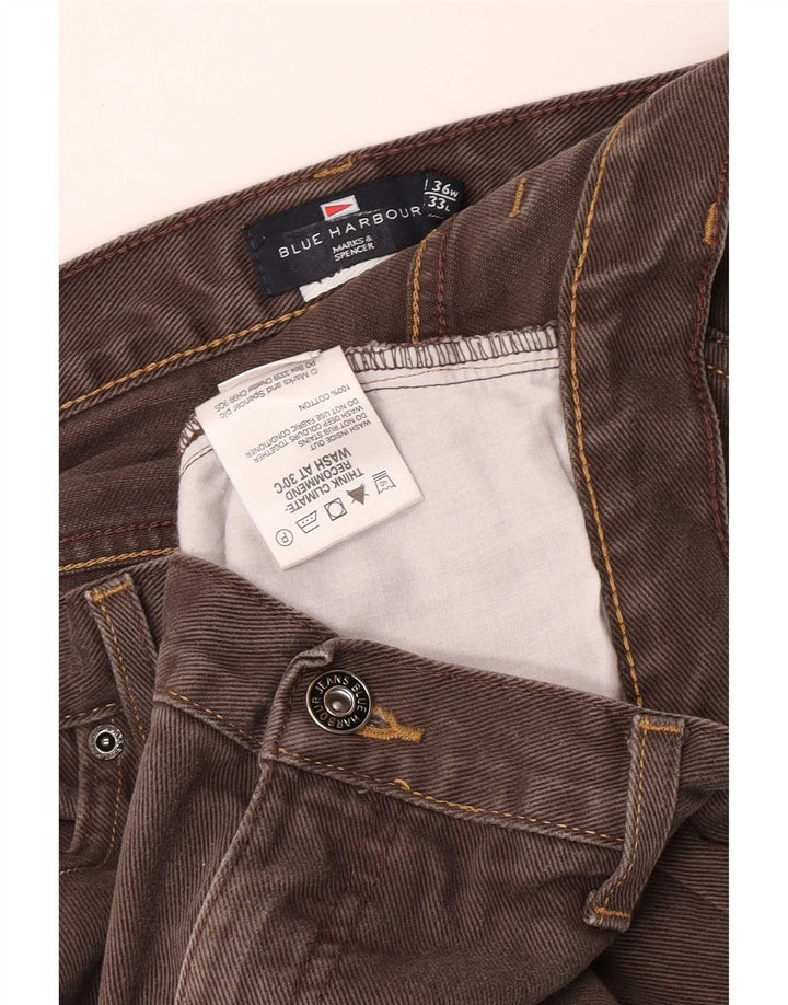 Marks & Spencer Mens Blue Harbour Straight Jeans W36 L28 Brown Cotton