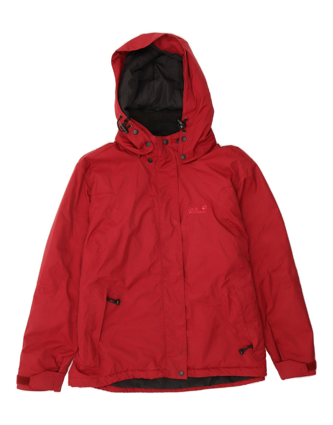 JACK WOLFSKIN Womens Hooded Windbreaker Jacket UK 18/20 XL Red Polyester Vintage Jack Wolfskin and Second-Hand Jack Wolfskin from Messina Hembry 